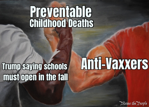 Anti-Vaxxers Trump saying schools must open in the fall Prev